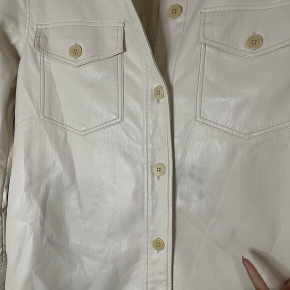Aritzia Wilfred The Ganna Cream Vegan Leather utility ivory Shirt Jacket Size XS - Picture 3 of 7
